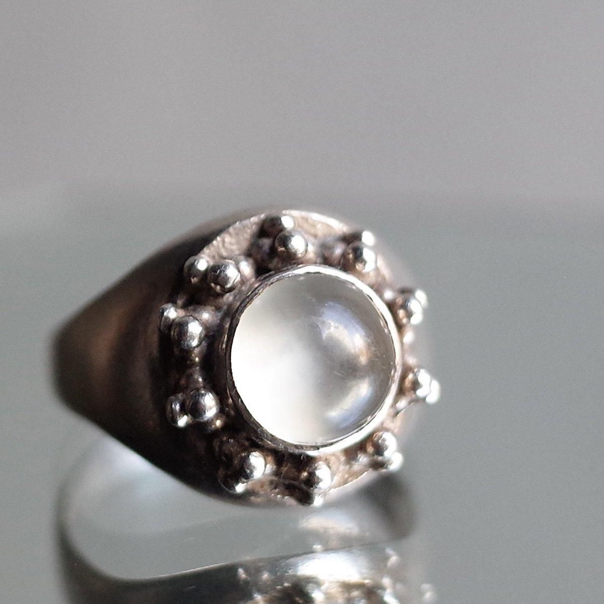 ġɡե ࡼ󥹥ȡ С ɡ󥰡Arts & Crafts Moon Stone Silver Dome Ring
