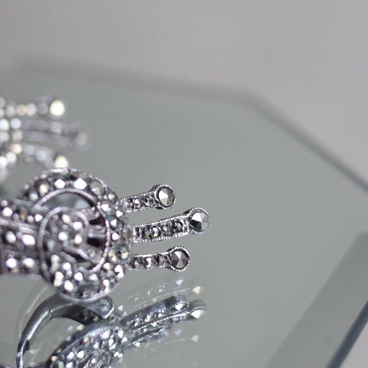 С ޡ Υå 󥰡1930-40's Silver Marcasite Knot Earrings