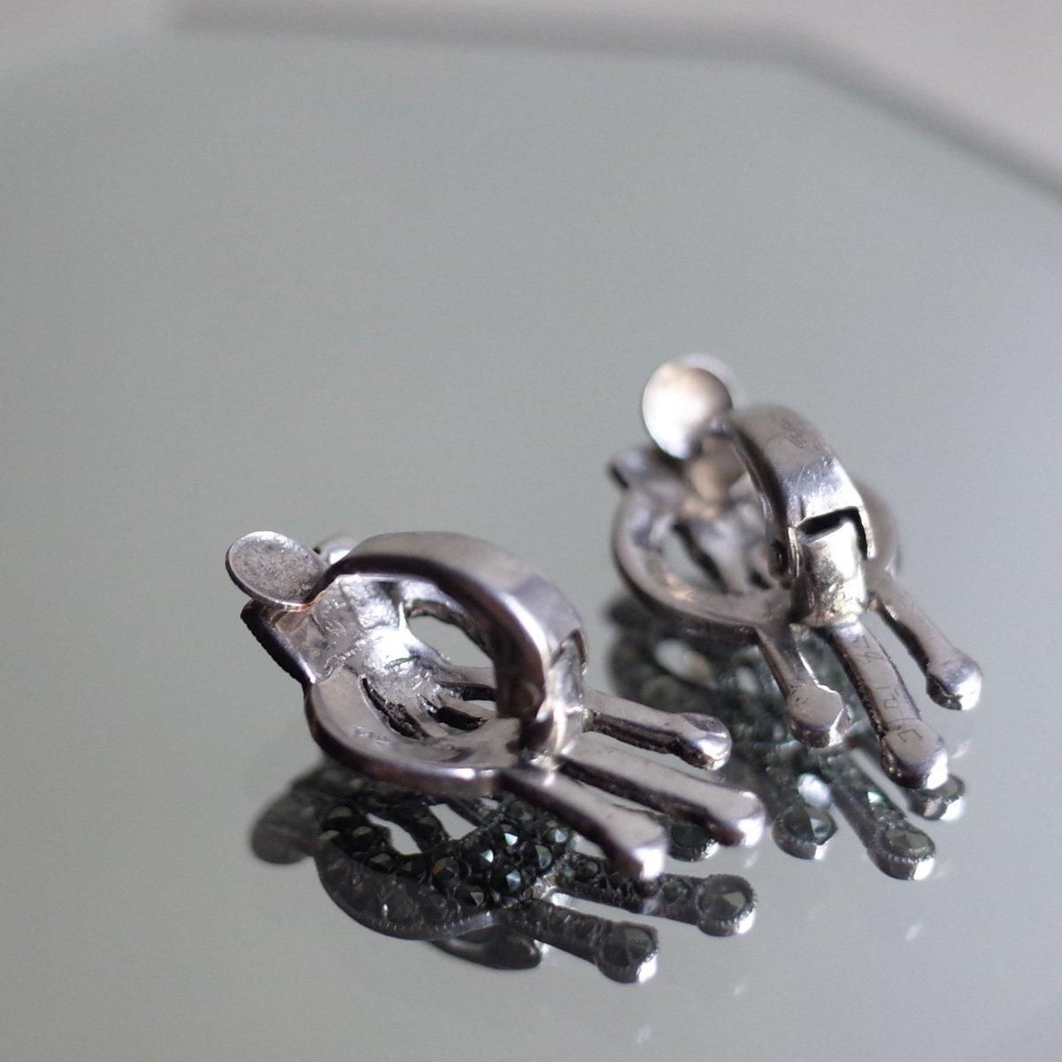 С ޡ Υå 󥰡1930-40's Silver Marcasite Knot Earrings