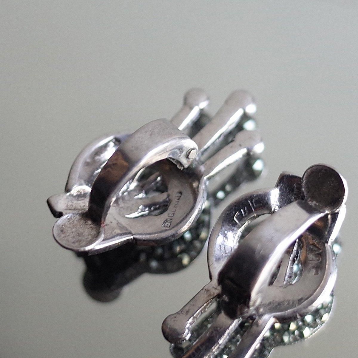 С ޡ Υå 󥰡1930-40's Silver Marcasite Knot Earrings