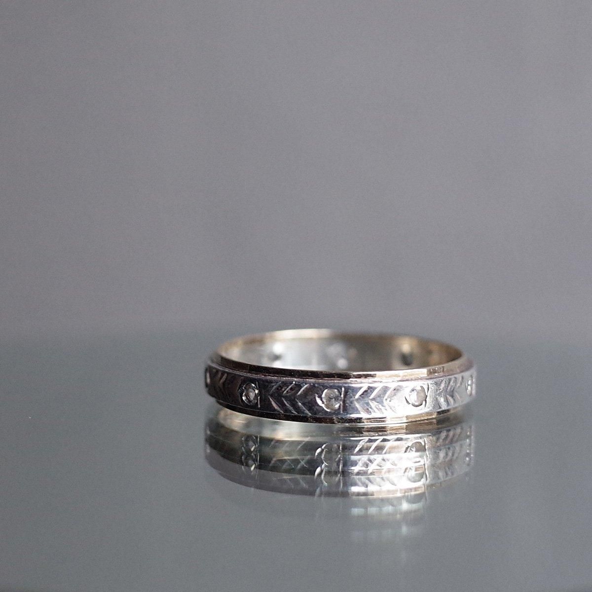 С ĥ ꥢ饹 ˥ƥ 󥰡Vintage Silver Gold Filled Clear Glass Eternity Ring