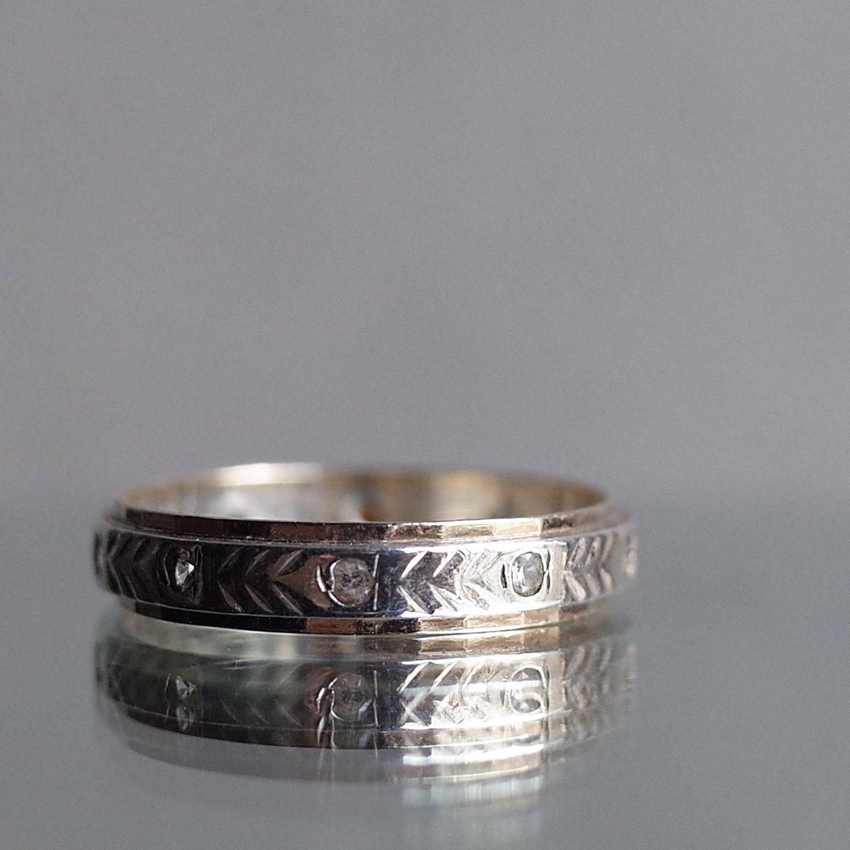 С ĥ ꥢ饹 ˥ƥ 󥰡Vintage Silver Gold Filled Clear Glass Eternity Ring