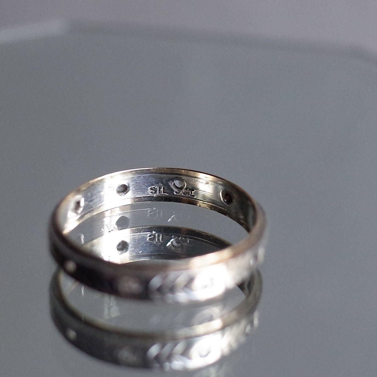 С ĥ ꥢ饹 ˥ƥ 󥰡Vintage Silver Gold Filled Clear Glass Eternity Ring