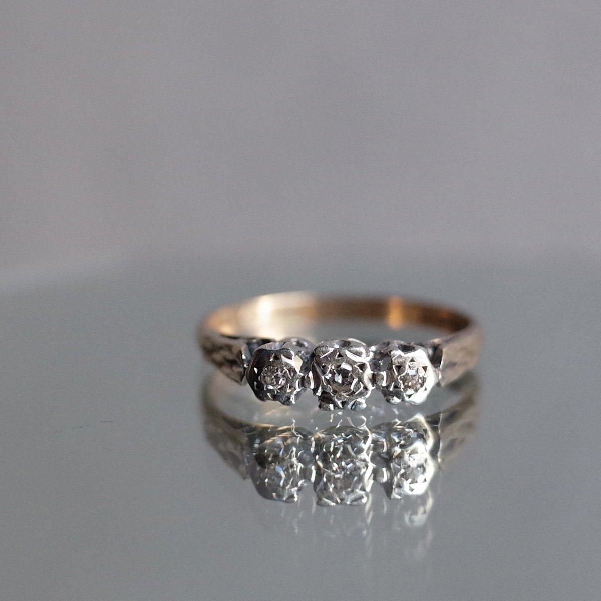 1976ǯ 9 ȥץ 󥰡c.1976 9K Triple Diamond Ring