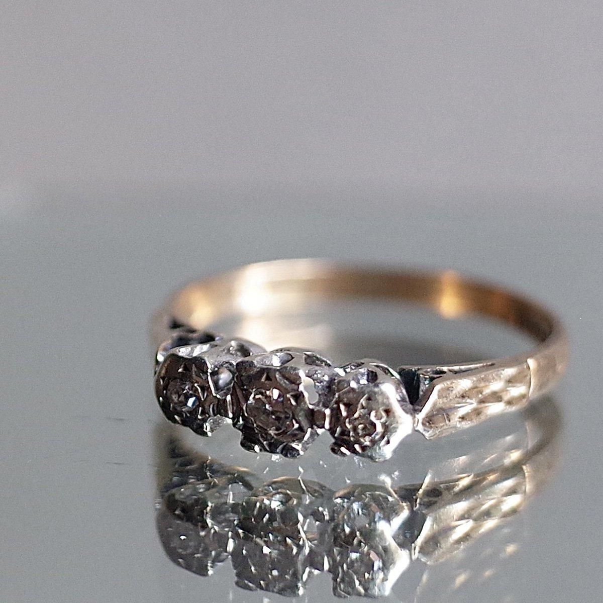 1976ǯ 9 ȥץ 󥰡c.1976 9K Triple Diamond Ring