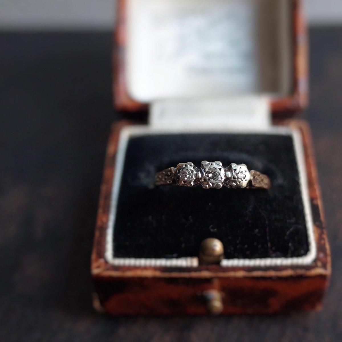 1976ǯ 9 ȥץ 󥰡c.1976 9K Triple Diamond Ring