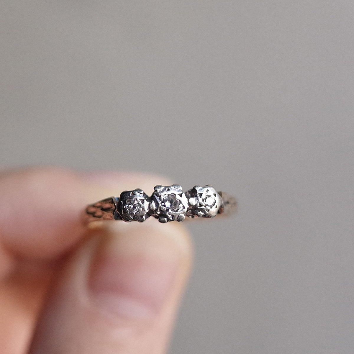 1976ǯ 9 ȥץ 󥰡c.1976 9K Triple Diamond Ring