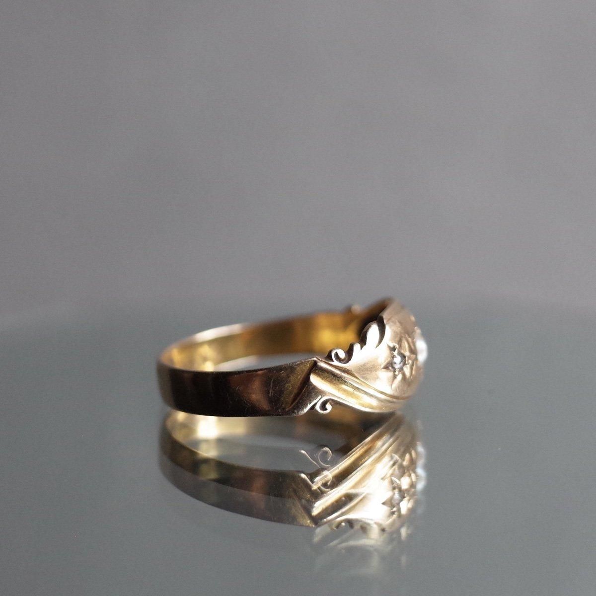 1901ǯ 18 ѡ  ץ 󥰡c.1901 18K Pearl Diamond Gypsy Ring