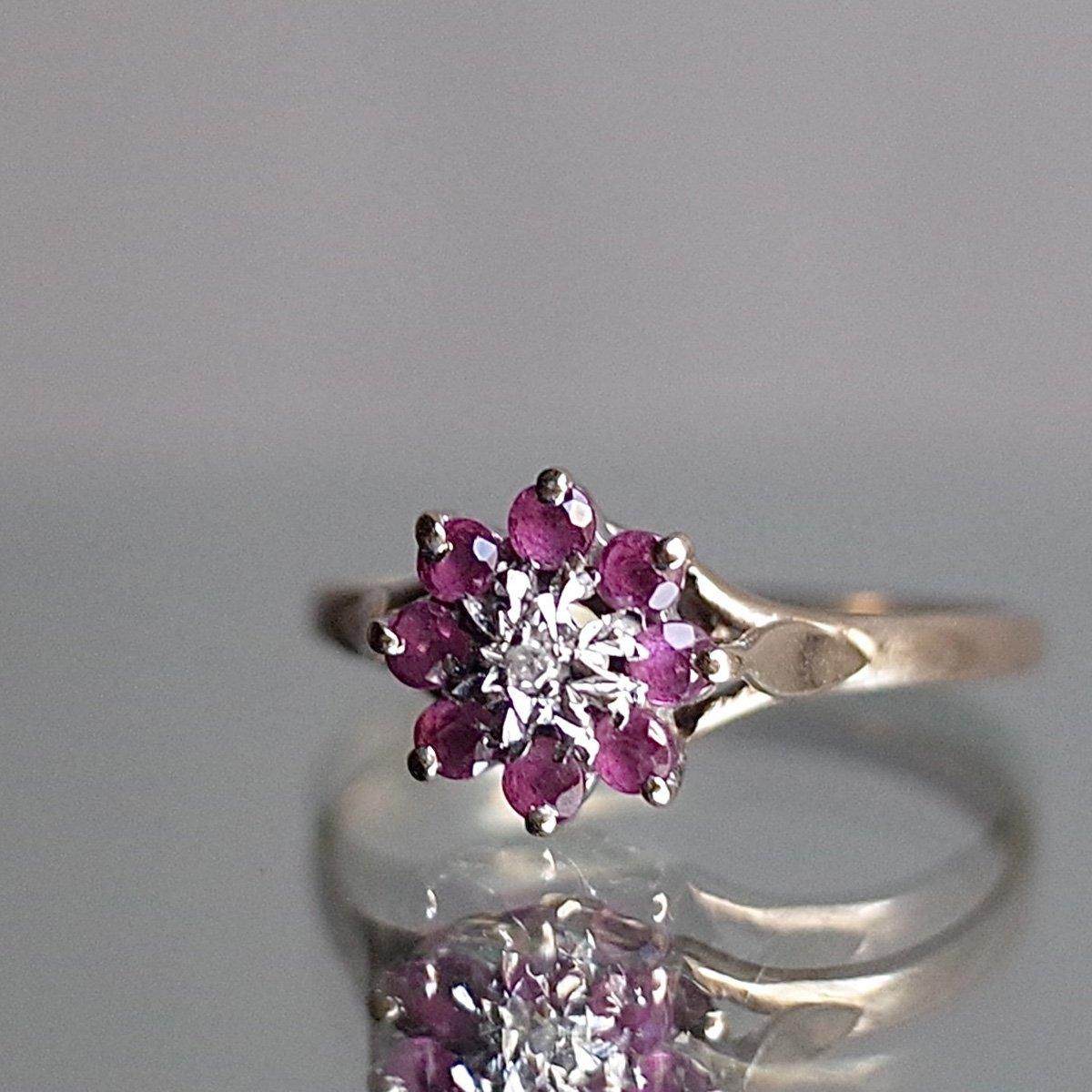 1992ǯ 9 ӡ  饹 󥰡c.1992 9K Ruby Diamond Cluster Ring