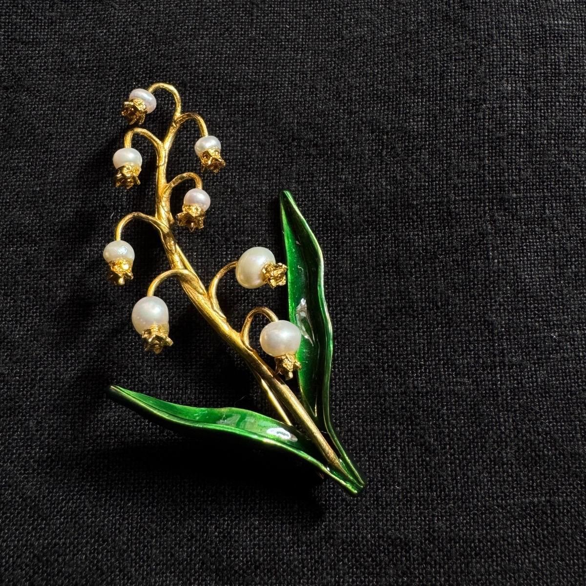 1960ǯ ѡ ʥ ֥Pearl Enamel Brooch