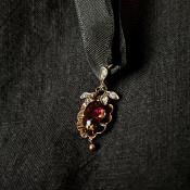 ȥꥢ 12 С ͥå  ڥȥȥåסVictorian 12K Silver Garnet Diamond Pendant Top