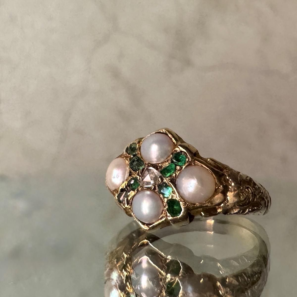 ȥꥢ 15 ѡ  ䷿󥰡15K Pearl Emerald Ring