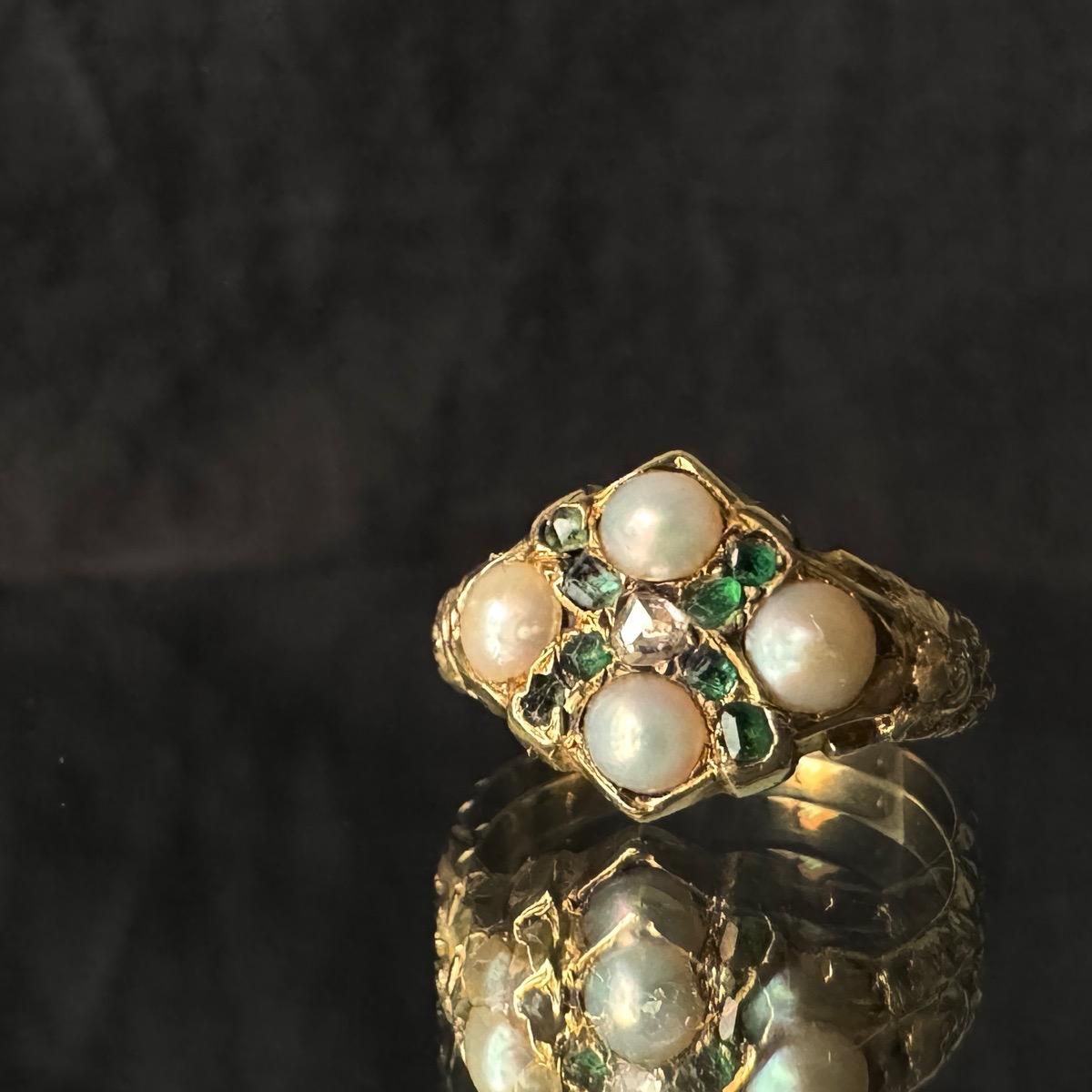 ȥꥢ 15 ѡ  ䷿󥰡15K Pearl Emerald Ring