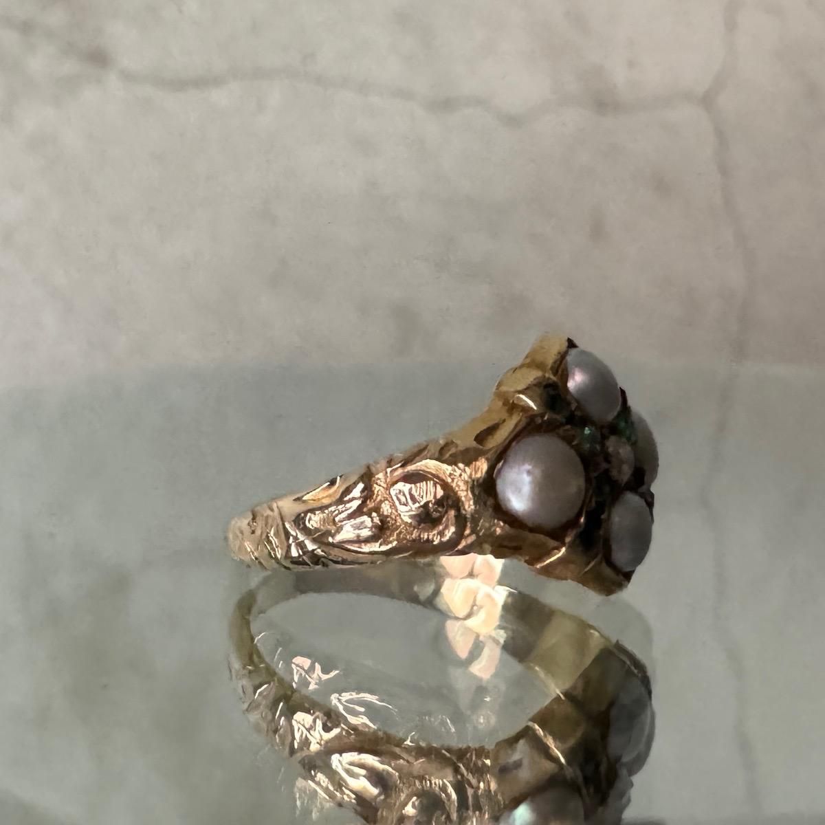 ȥꥢ 15 ѡ  ䷿󥰡15K Pearl Emerald Ring