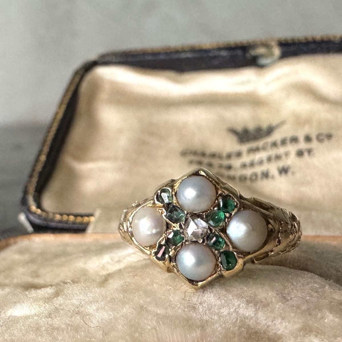 ȥꥢ 15 ѡ  ䷿󥰡15K Pearl Emerald Ring