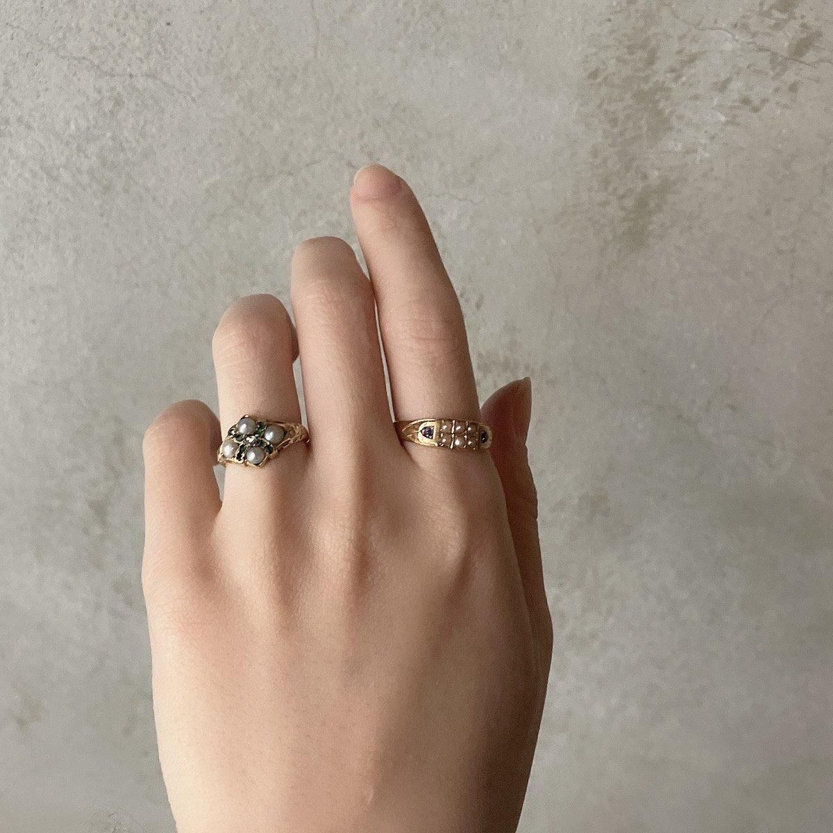 ȥꥢ 15 ѡ  ䷿󥰡15K Pearl Emerald Ring