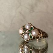 ȥꥢ 15 ѡ  ䷿󥰡15K Pearl Emerald Ring