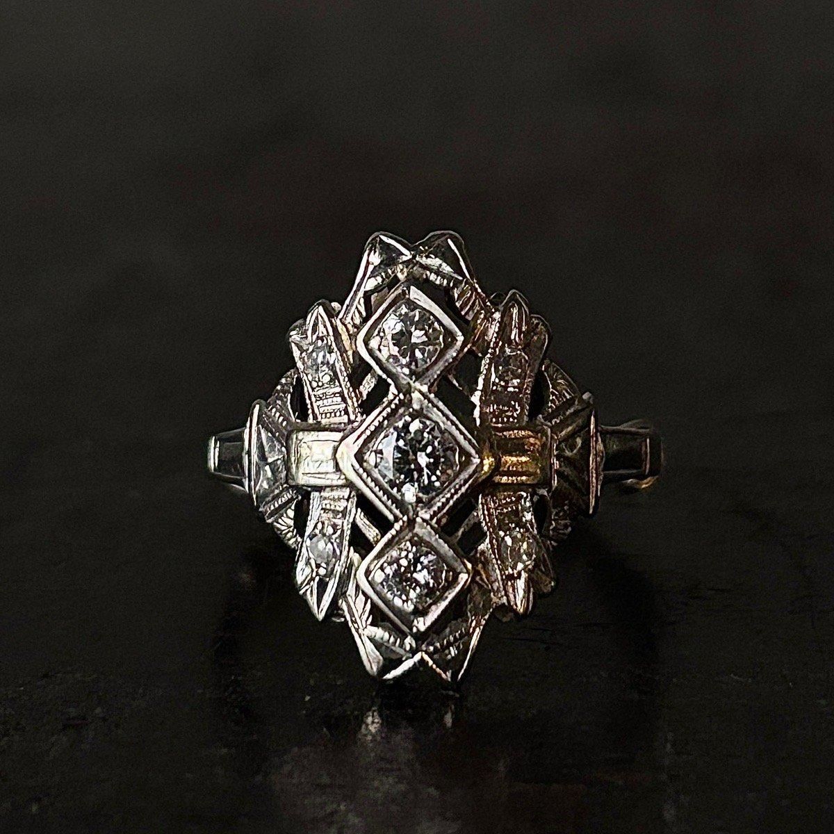 1910ǯ 18 ۥ磻ȥ ȥץ ȥ꡼󥰡Antique 18K Diamond Ring