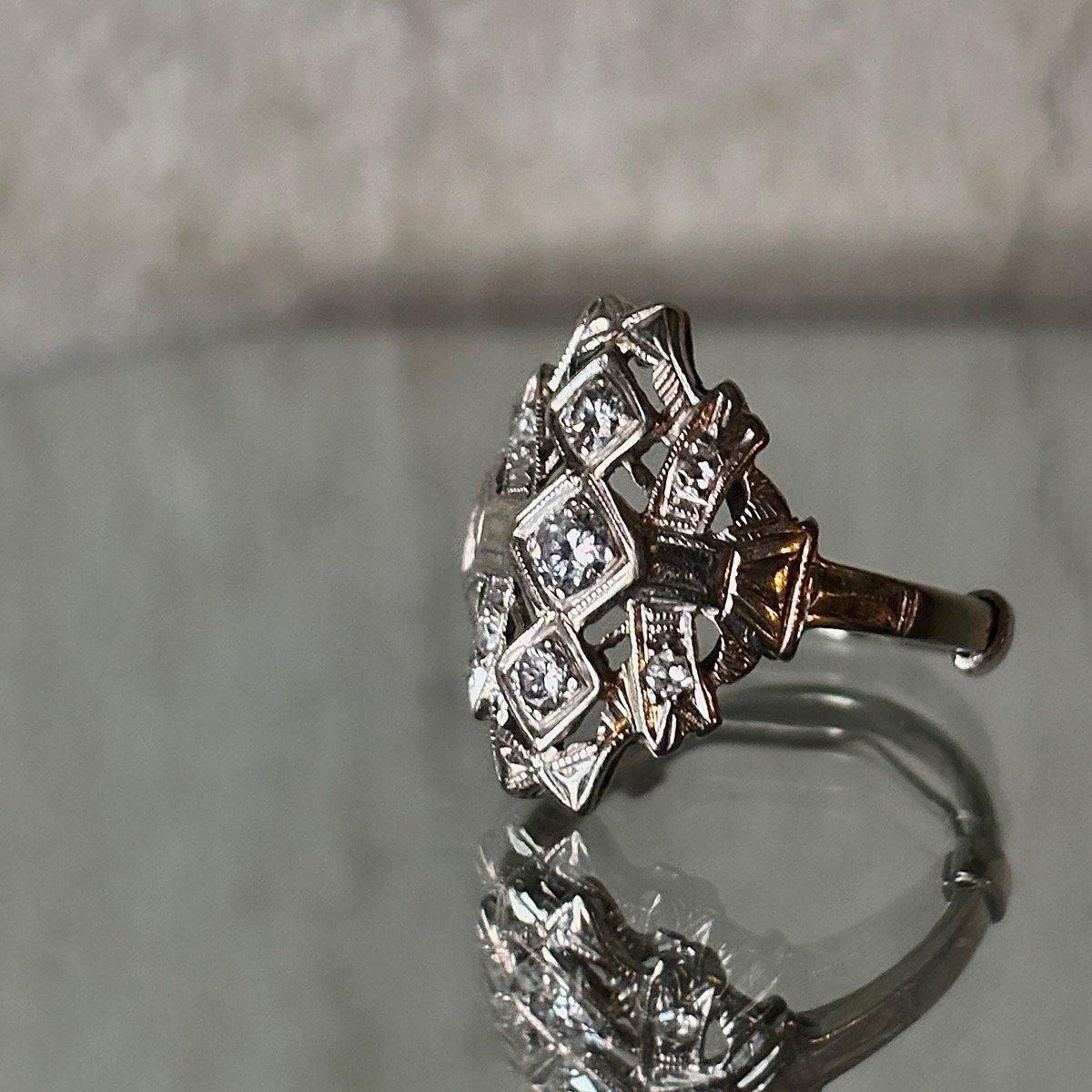 1910ǯ 18 ۥ磻ȥ ȥץ ȥ꡼󥰡Antique 18K Diamond Ring