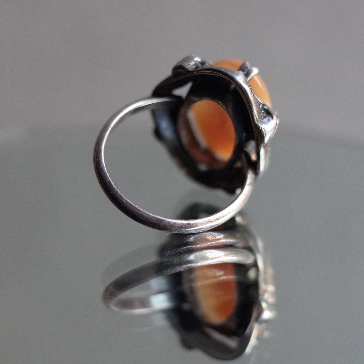 С ޡ ᥪ 󥰡Vintage Silver Marcasite Cameo Ring