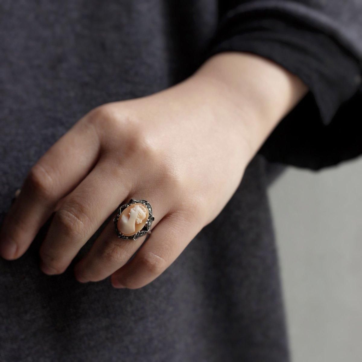最愛 シルバー マーカサイト カメオ リング（Vintage Silver アクセサリー