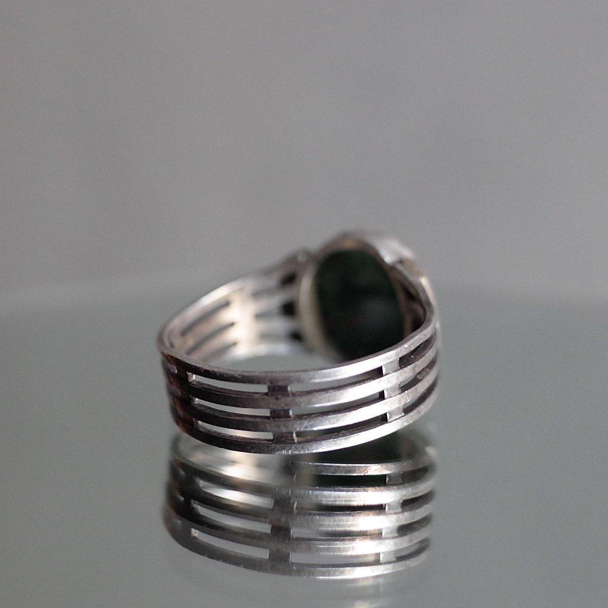 С ֥åɥȡ ͥåȥ󥰡Vintage Silver Bloodstone Signet Ring