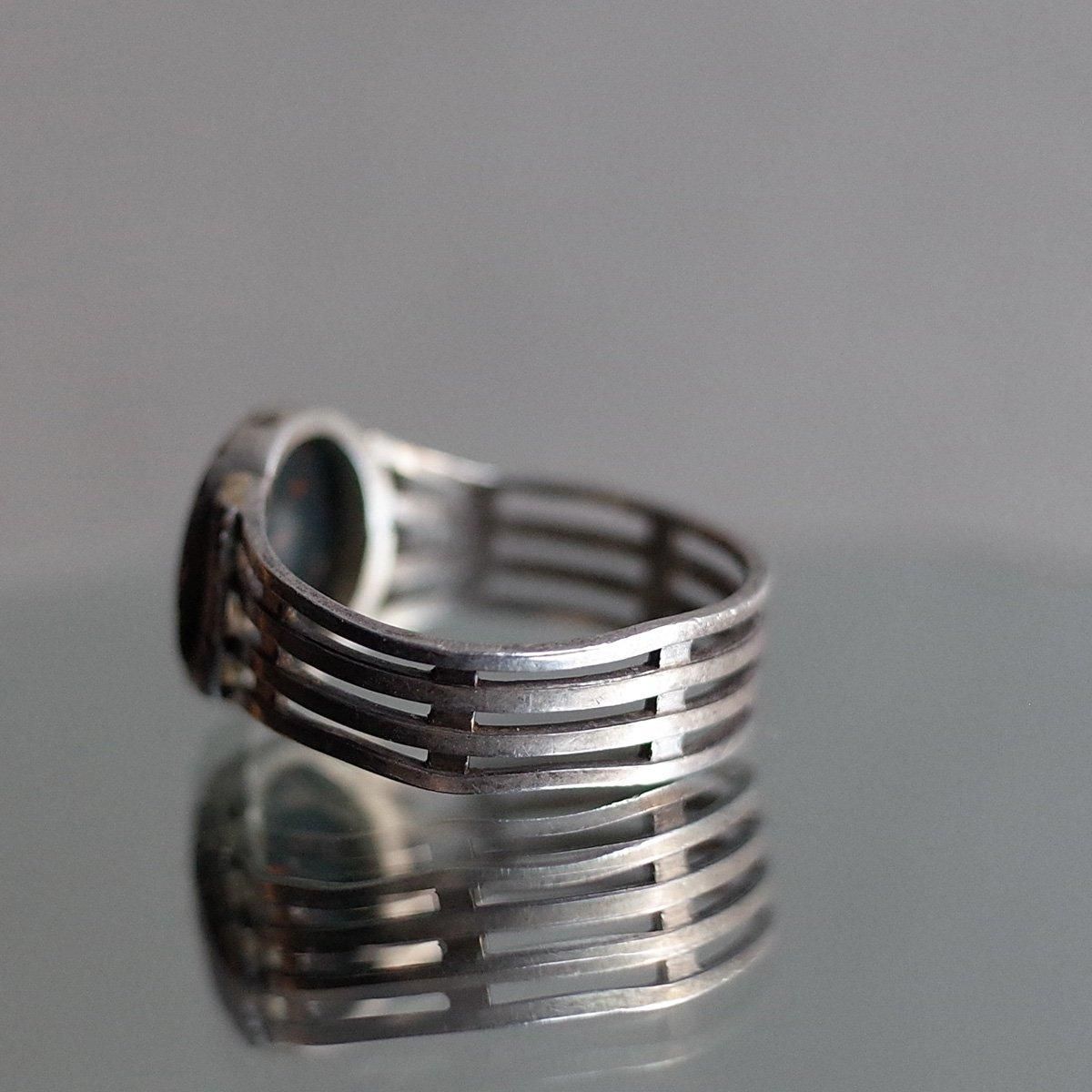 シルバー ブラッドストーン シグネットリング（Vintage Silver