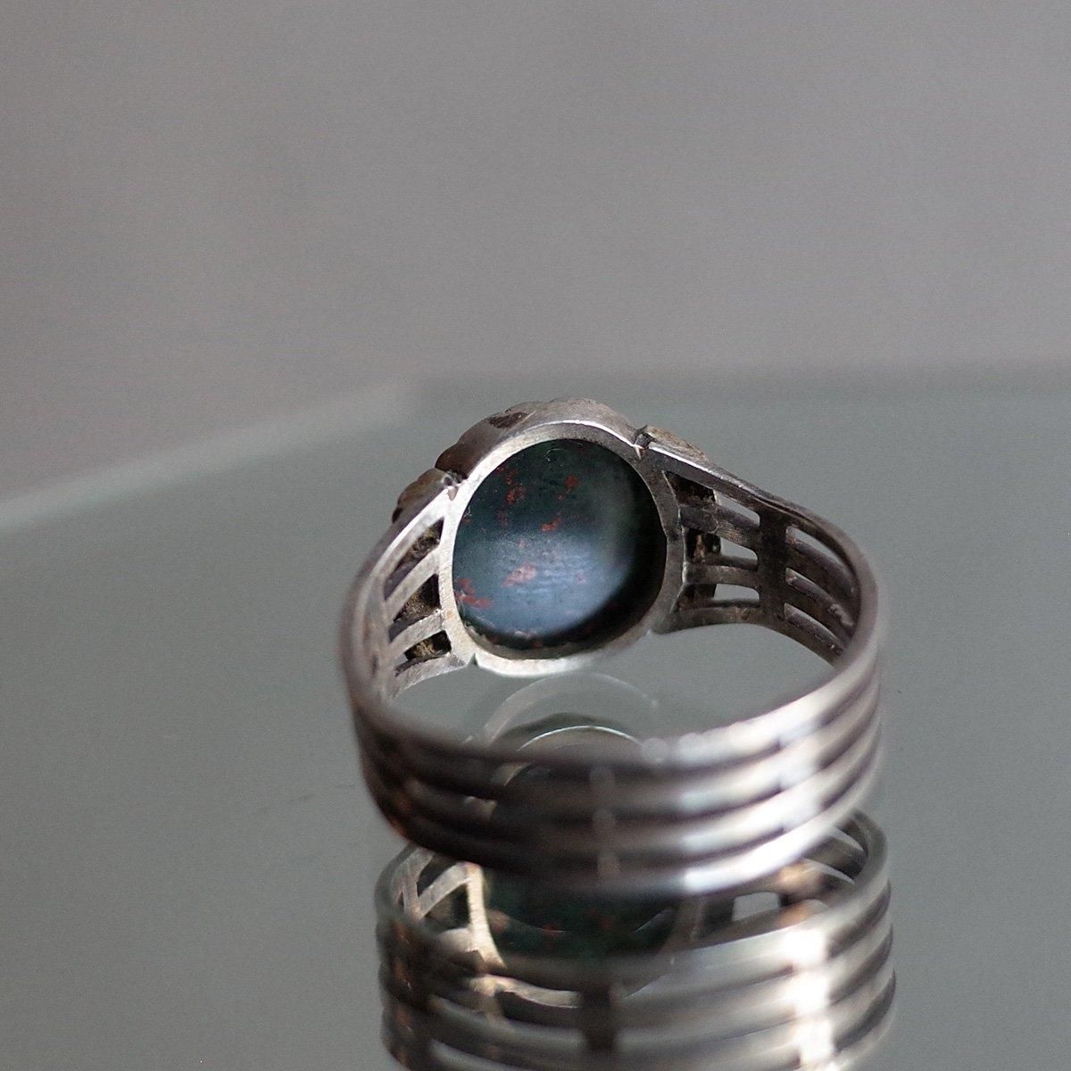 С ֥åɥȡ ͥåȥ󥰡Vintage Silver Bloodstone Signet Ring