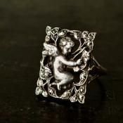 1920-30ǯ С ޡ 󥸥 󥰡 Silver Marcasite Angel Ring 