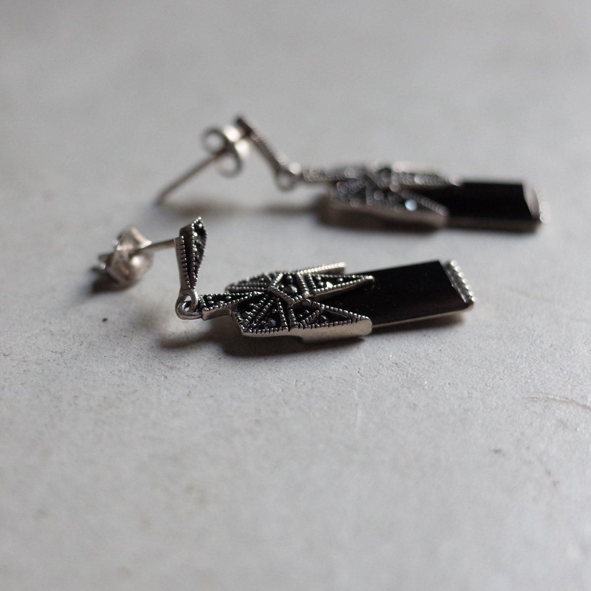 С ޡ եå ԥ1970's Silver Marcasite French Jet Earrings
