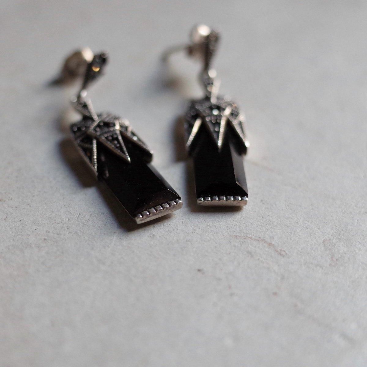 С ޡ եå ԥ1970's Silver Marcasite French Jet Earrings
