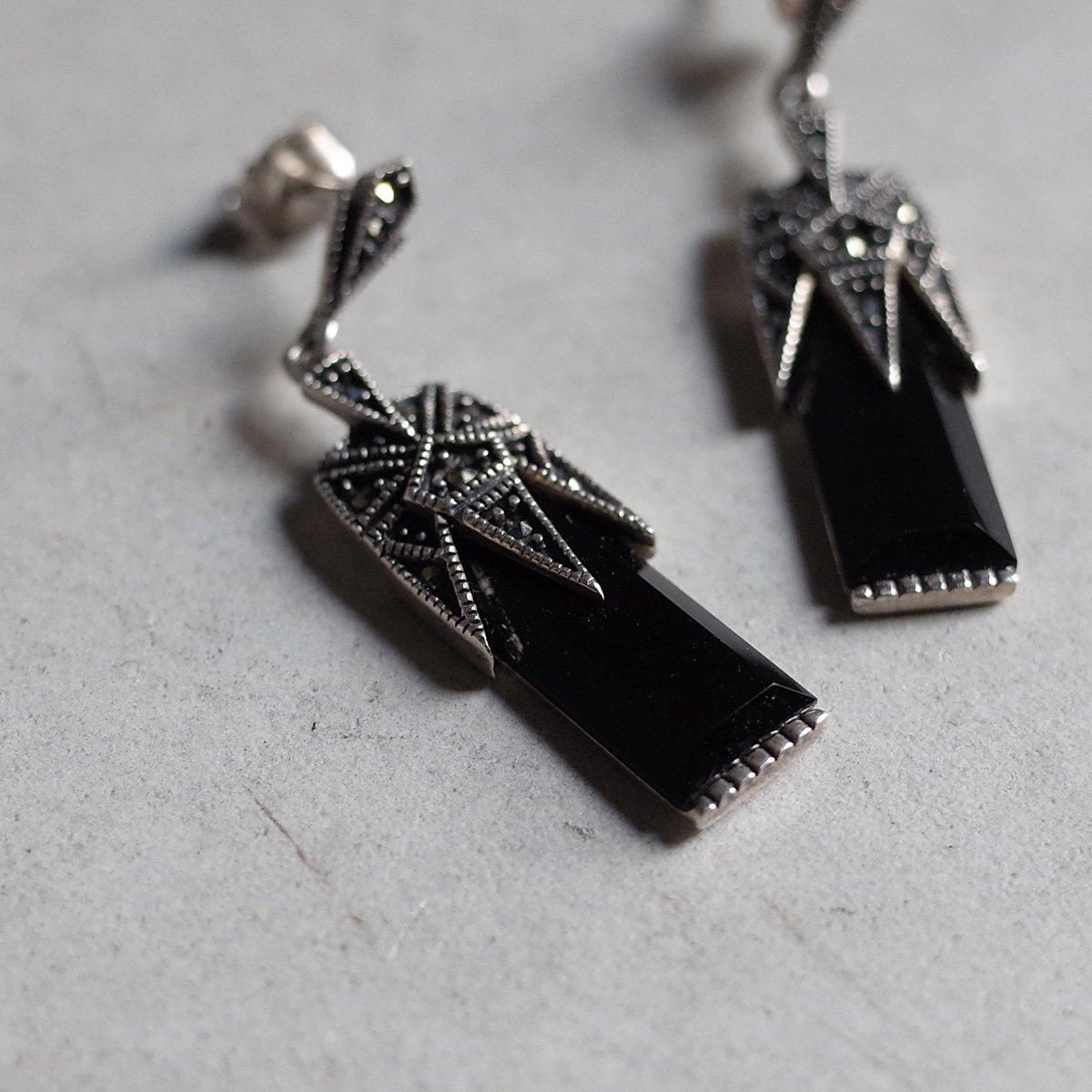 С ޡ եå ԥ1970's Silver Marcasite French Jet Earrings