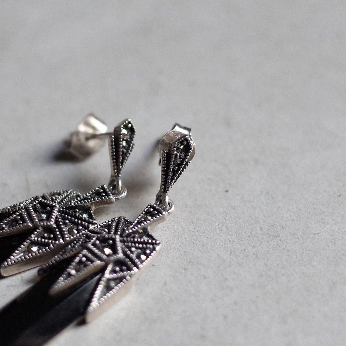 С ޡ եå ԥ1970's Silver Marcasite French Jet Earrings