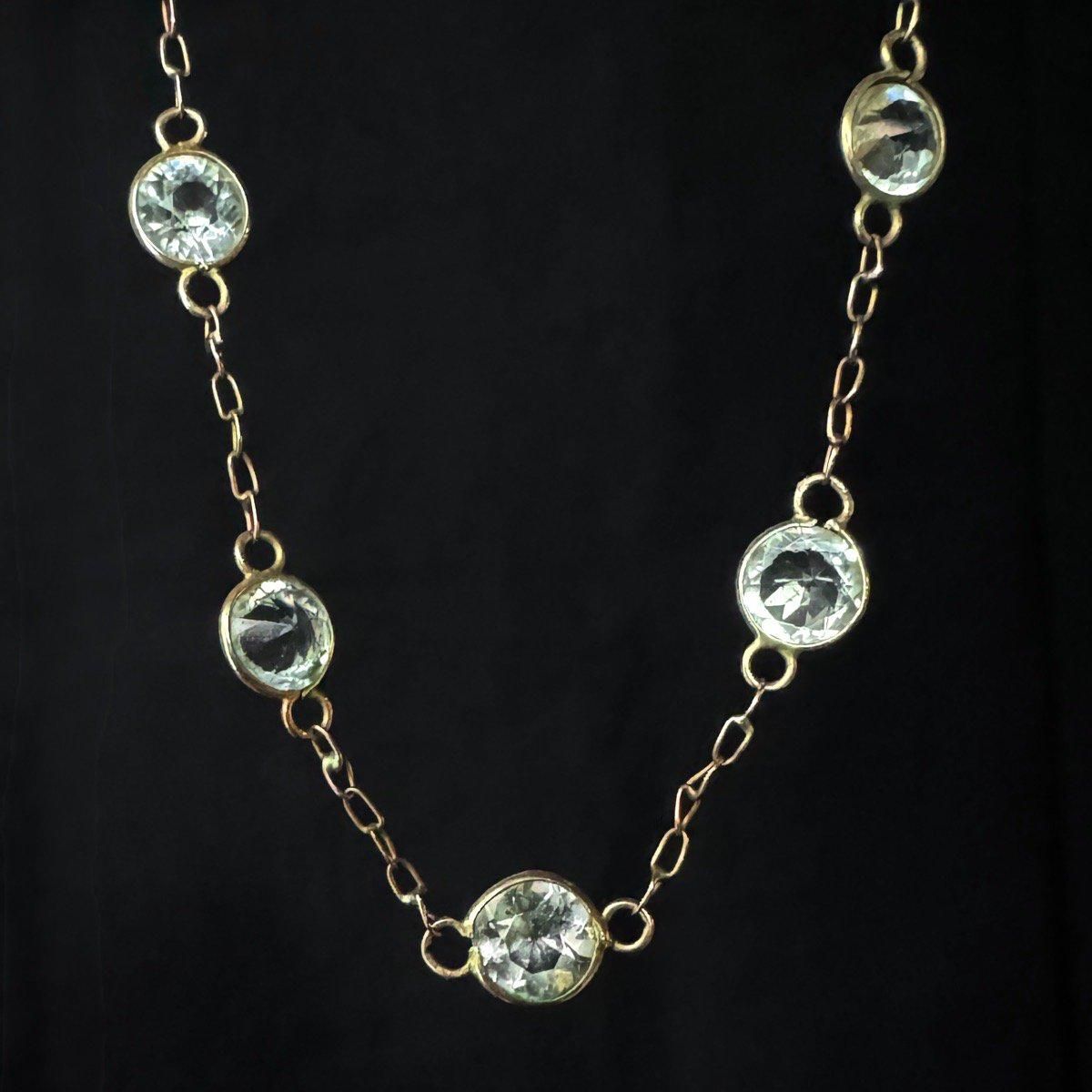 1910-30ǯ 12 饤ȥ֥롼饹 ơͥå쥹12K Glass Necklace