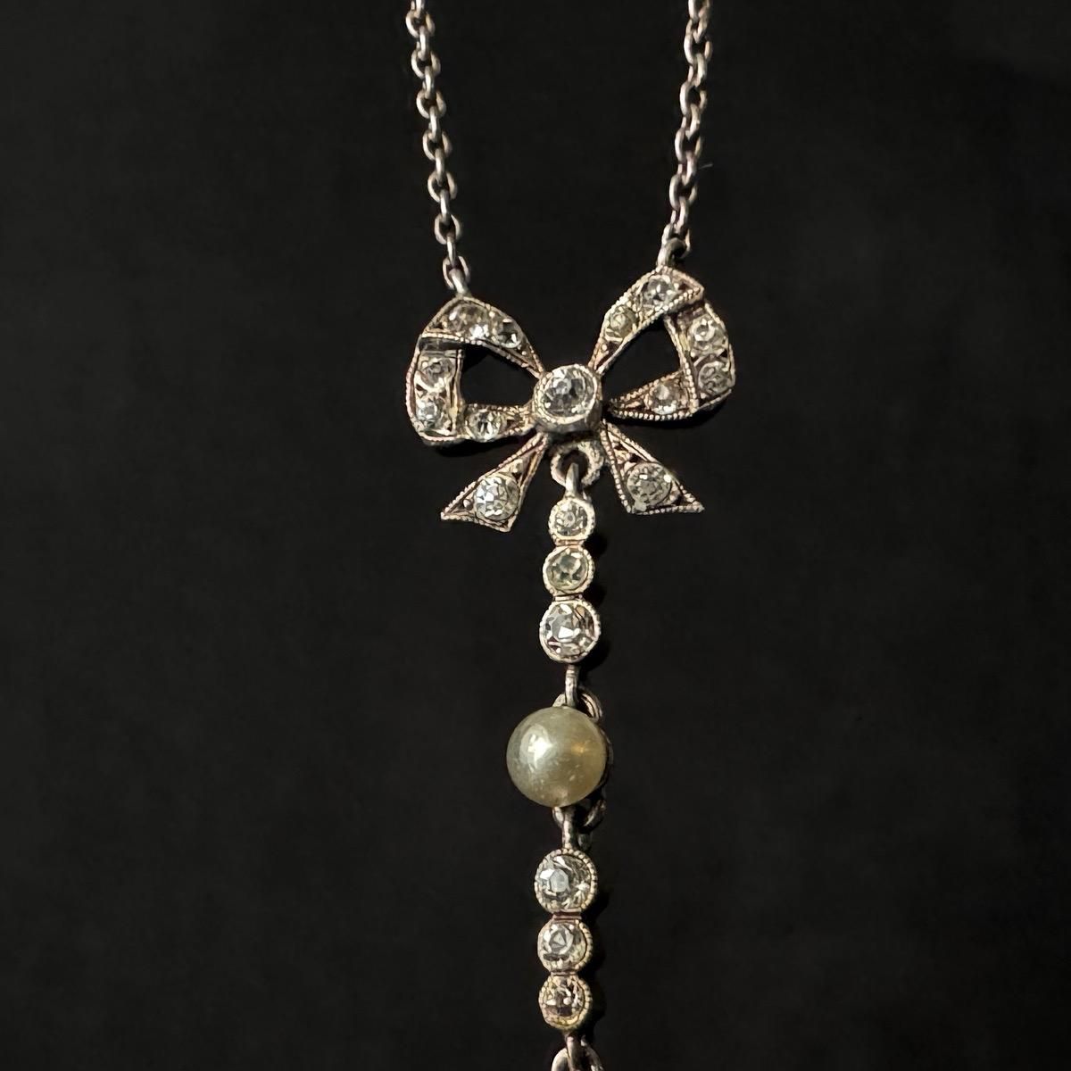 1910ǯ С 饹 ꥨ ܥͥå쥹Silver Glass Necklace