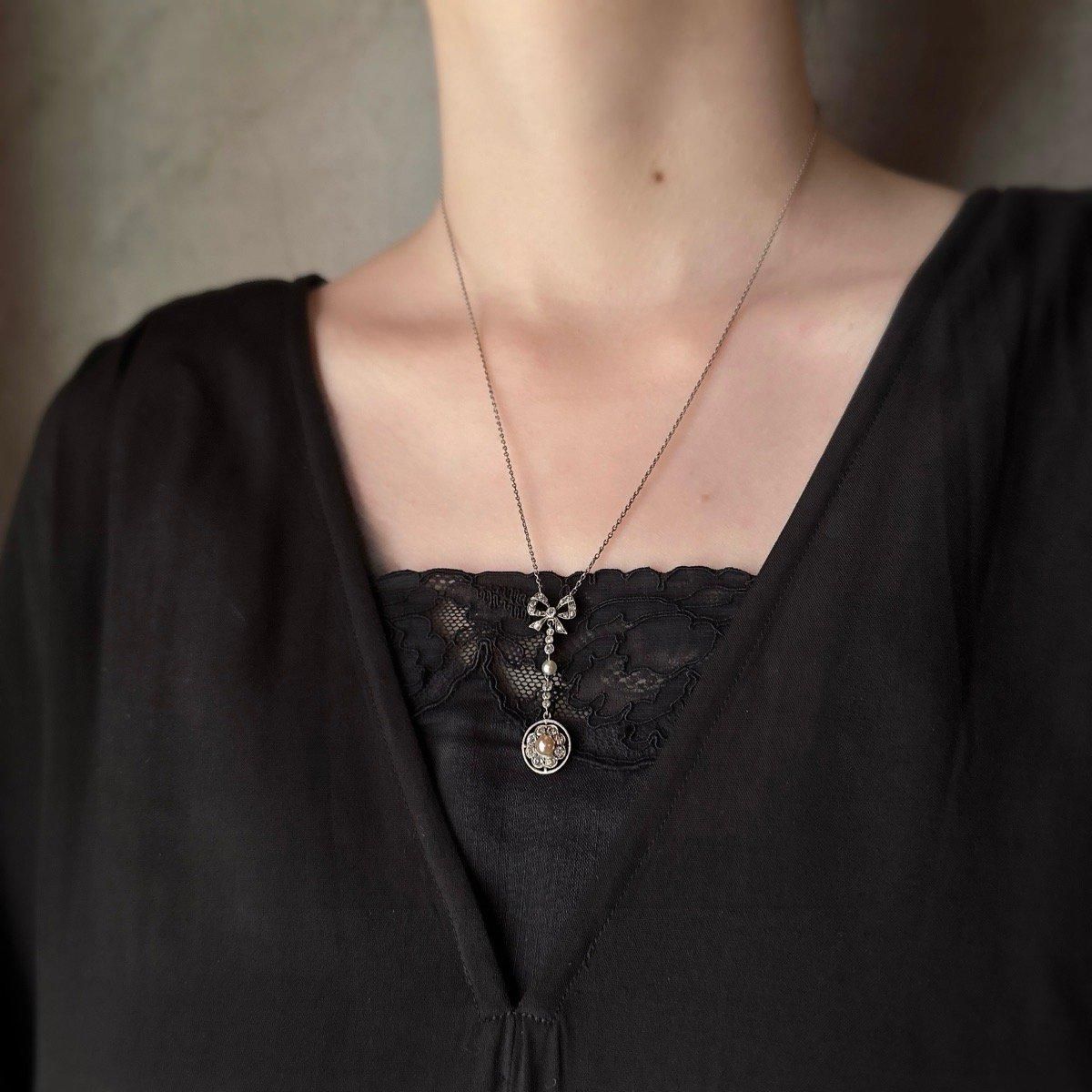 1910ǯ С 饹 ꥨ ܥͥå쥹Silver Glass Necklace