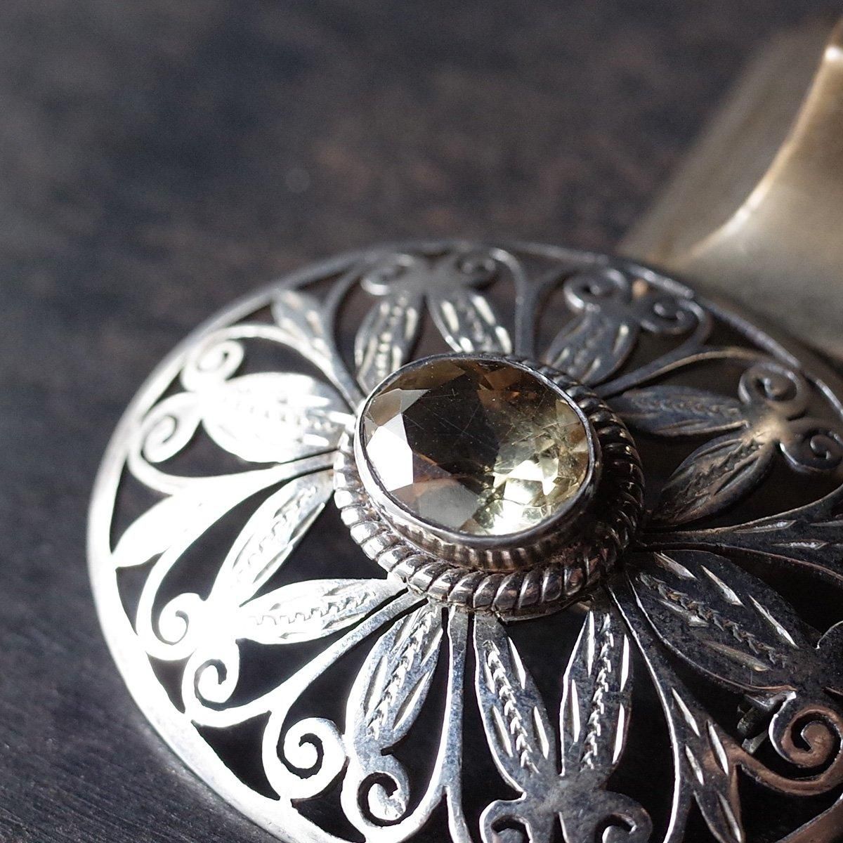 1930ǯ С ȥ ʪ ʱ ֥1930's Silver Citrine Plant Oval Brooch