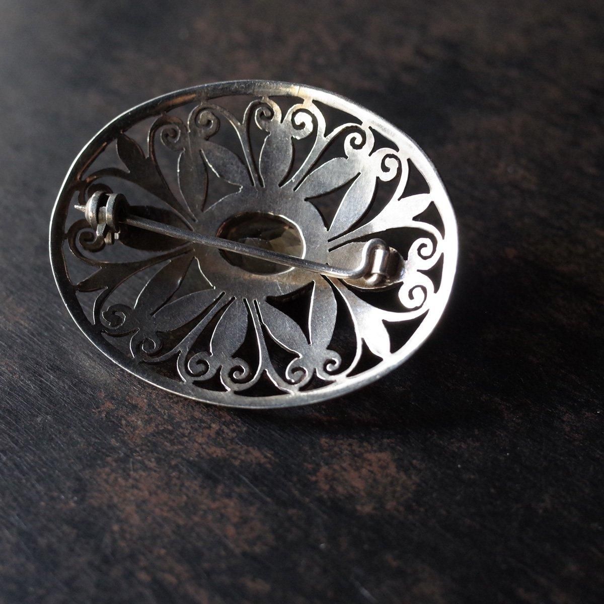 1930ǯ С ȥ ʪ ʱ ֥1930's Silver Citrine Plant Oval Brooch