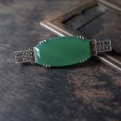 롦ǥ С ꡼ 륻ɥˡ ޡ ֥Art Deco Silver Green Chalcedony Marcasite Brooch