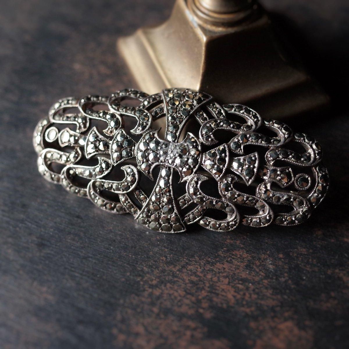 Сޡ ȥ꡼ ֥1920-30's Silver Marcasite Symmetry Brooch
