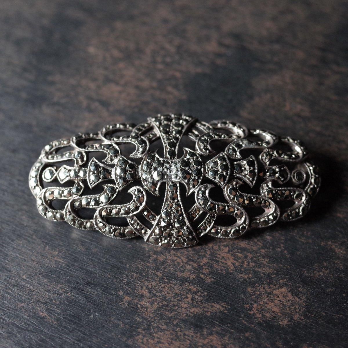 Сޡ ȥ꡼ ֥1920-30's Silver Marcasite Symmetry Brooch
