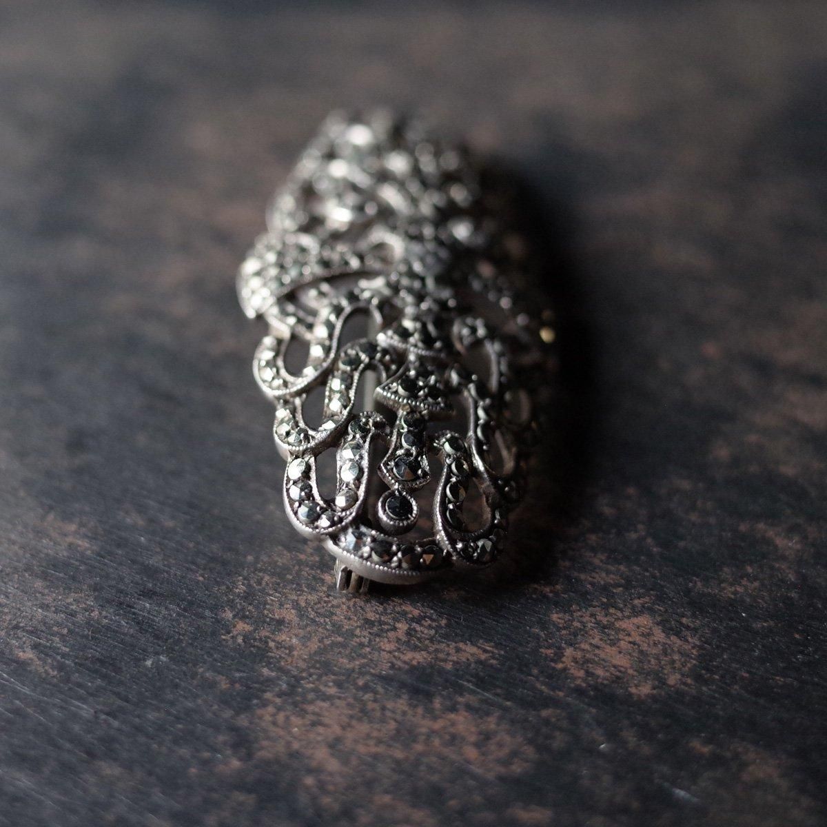 Сޡ ȥ꡼ ֥1920-30's Silver Marcasite Symmetry Brooch