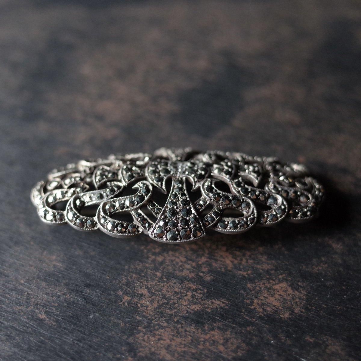 Сޡ ȥ꡼ ֥1920-30's Silver Marcasite Symmetry Brooch