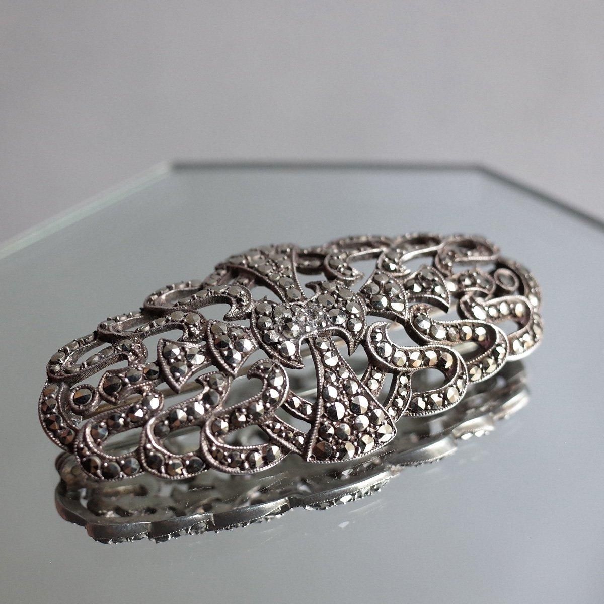 Сޡ ȥ꡼ ֥1920-30's Silver Marcasite Symmetry Brooch