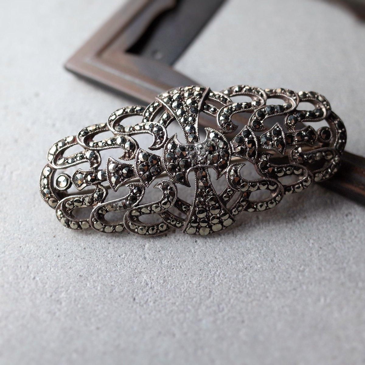 Сޡ ȥ꡼ ֥1920-30's Silver Marcasite Symmetry Brooch