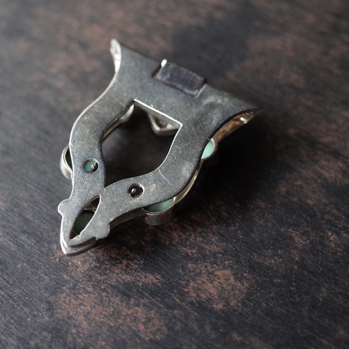  С ޡ ̵饹 ɥ쥹åס1920-30's Silver Marcasite Peking Grass Dress Clip 