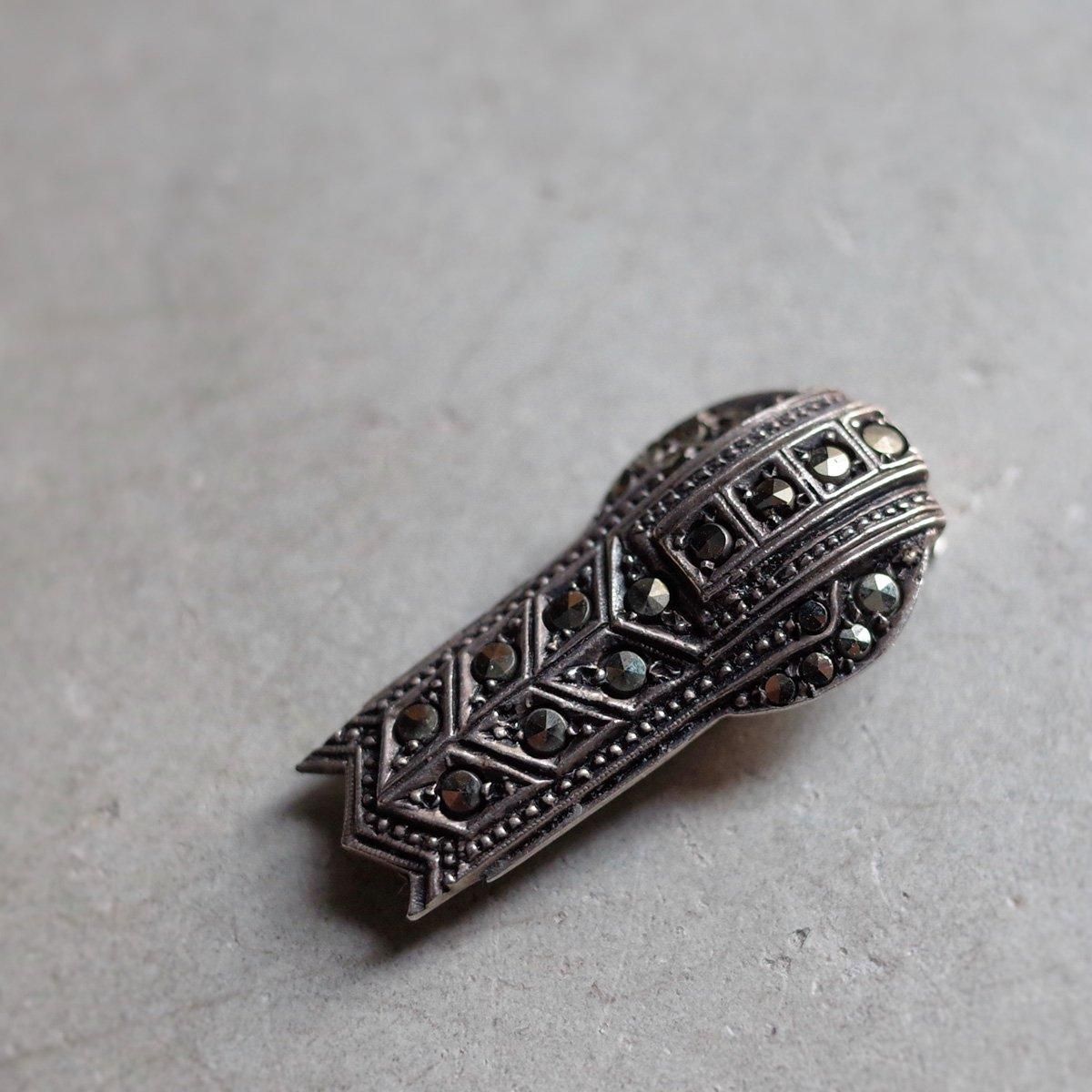 С ޡ ߥ ɥ쥹åס1920-30's Silver Marcasite Mini Dress Clip 