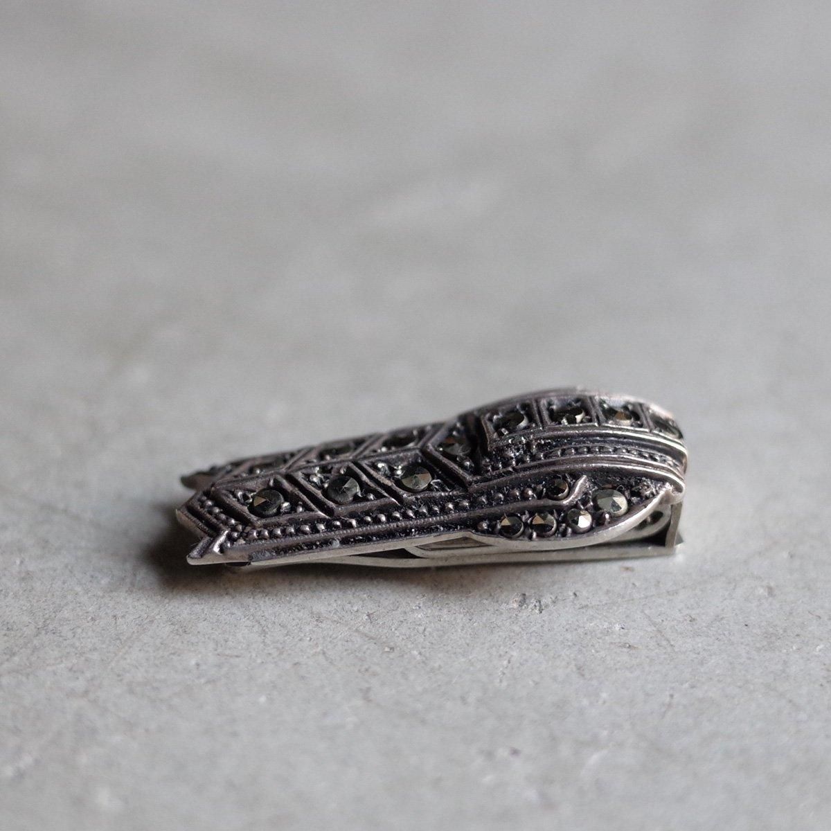 С ޡ ߥ ɥ쥹åס1920-30's Silver Marcasite Mini Dress Clip 
