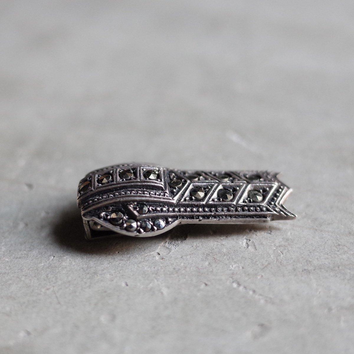 С ޡ ߥ ɥ쥹åס1920-30's Silver Marcasite Mini Dress Clip 