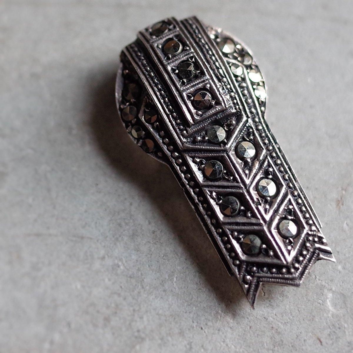 С ޡ ߥ ɥ쥹åס1920-30's Silver Marcasite Mini Dress Clip 